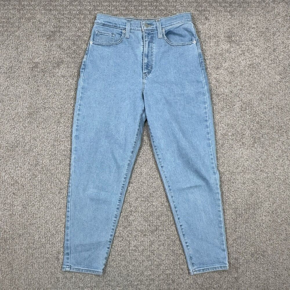 Levis High Waisted Mom Jeans Womens 28 Blue Light Wash Relaxed Stretch Ankle